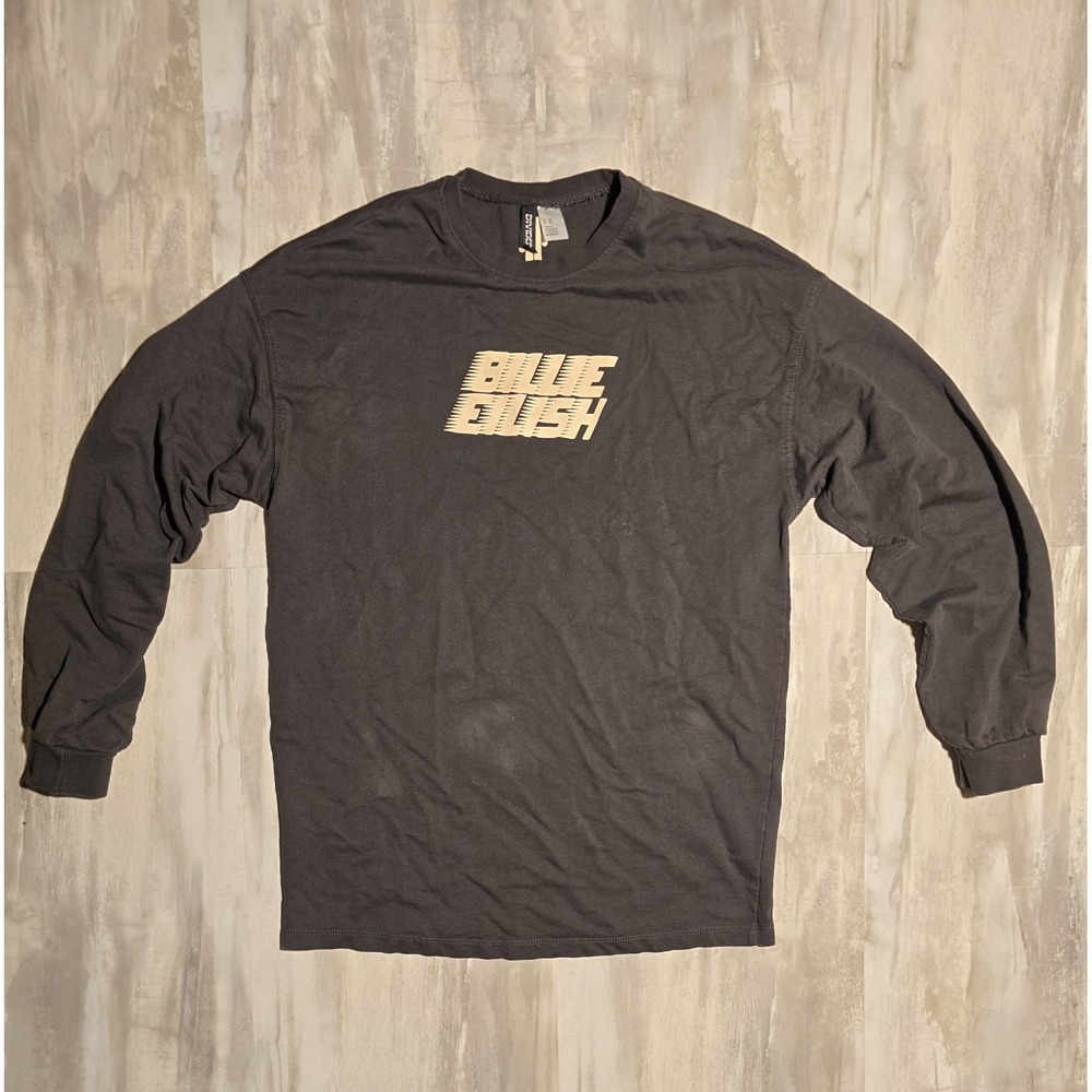 Billie Eilish 2020 Tour Faded Black Heavyweight Distressed Long Sleeve sz Medium